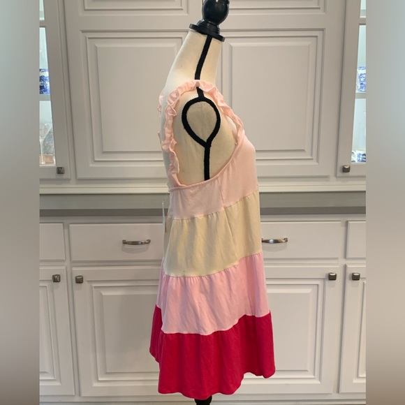 Boutique Brand ~ BiBi ~ Color Block Ruffle Sundress in Cream&Pinks ~ Size L - Picture 6 of 9